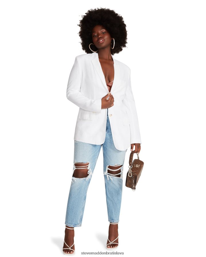nosenie biely ženy Steve Madden ľanové sako na okraji 8D42H574