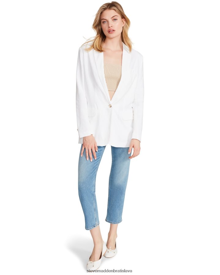 nosenie biely ženy Steve Madden ľanové sako na okraji 8D42H574