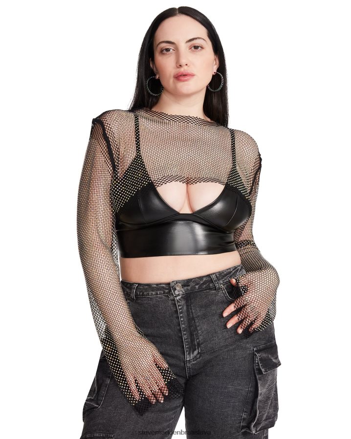 nosenie čierna ženy Steve Madden sieťované štrasové bolerko 8D42H751