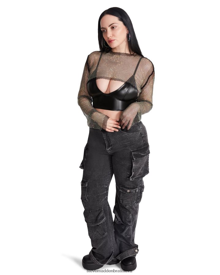 nosenie čierna ženy Steve Madden sieťované štrasové bolerko 8D42H751