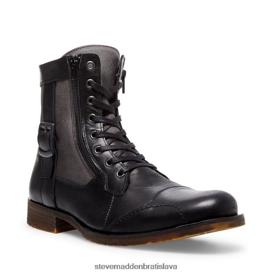 obuv čierna koža muži Steve Madden vedľajšia koľaj 8D42H979